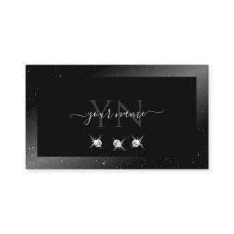Noble Shimmery Black Sparkling Diamonds Monogram