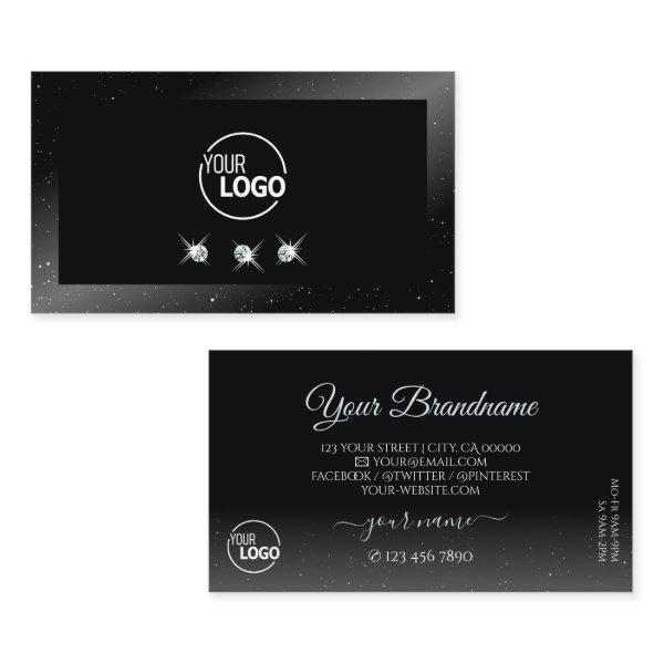 Noble Shimmery Black Sparkling Diamonds with Logo