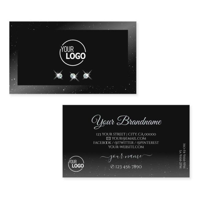 Noble Shimmery Black Sparkling Diamonds with Logo