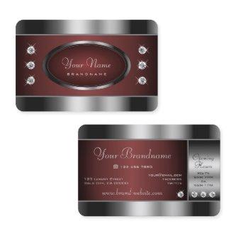 Noble Silver and Burgundy with Sparkling Diamonds