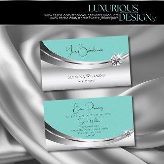 Noble Silver and Teal with Sparkle Diamond Elegant