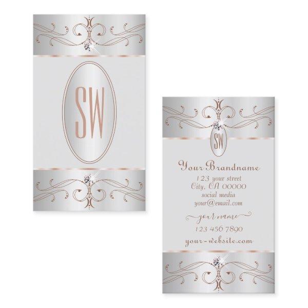 Noble Silver Rose Gold Ornate Ornaments Monogram