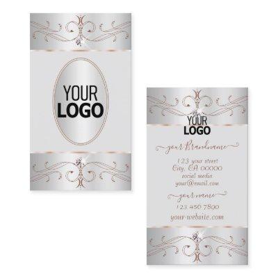Noble Silver Rose Gold Ornate Ornaments with Logo