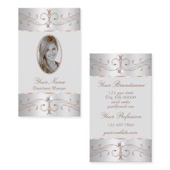 Noble Silver Rose Gold Ornate Ornaments with Photo