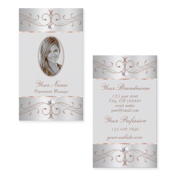 Noble Silver Rose Gold Ornate Ornaments with Photo