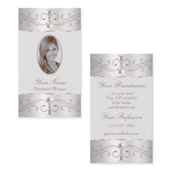Noble Silver Rose Gold Ornate Ornaments with Photo