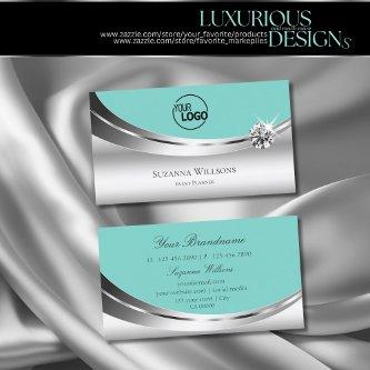 Noble Silver Teal with Logo and Sparkling Diamond