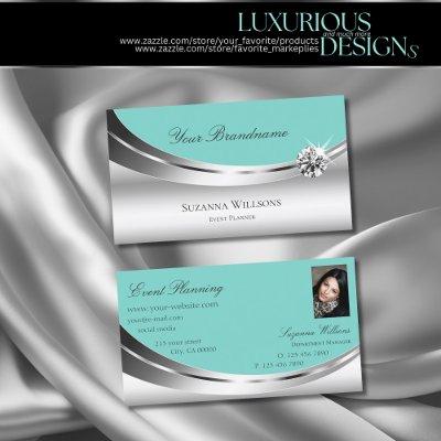 Noble Silver Teal with Photo and Sparkling Diamond