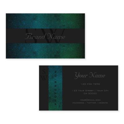 Noble Teal Green Gradient Pattern with Monogram