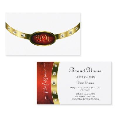 Noble White Gold Red Marble with Monogram Diamonds