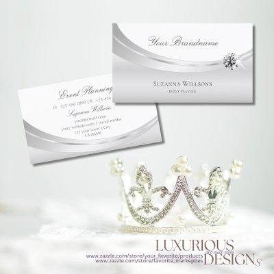 Noble White Silver Decorated with Sparkly Jewel
