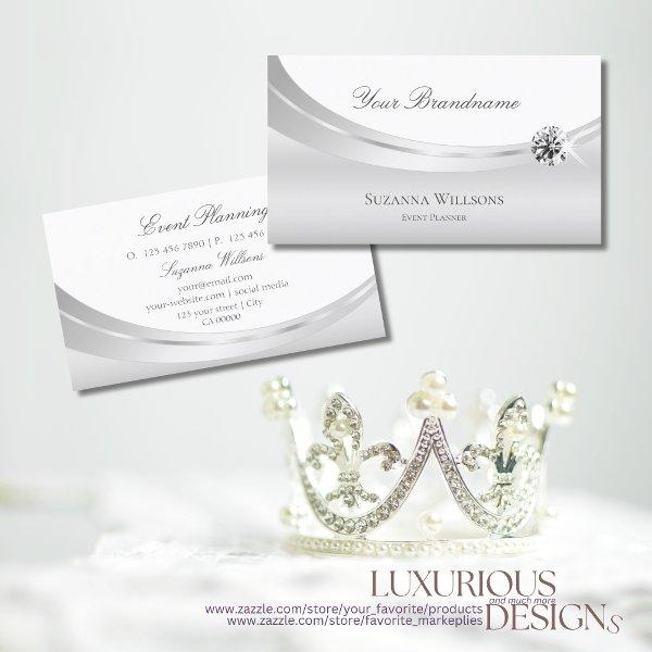 Noble White Silver Decorated with Sparkly Jewel