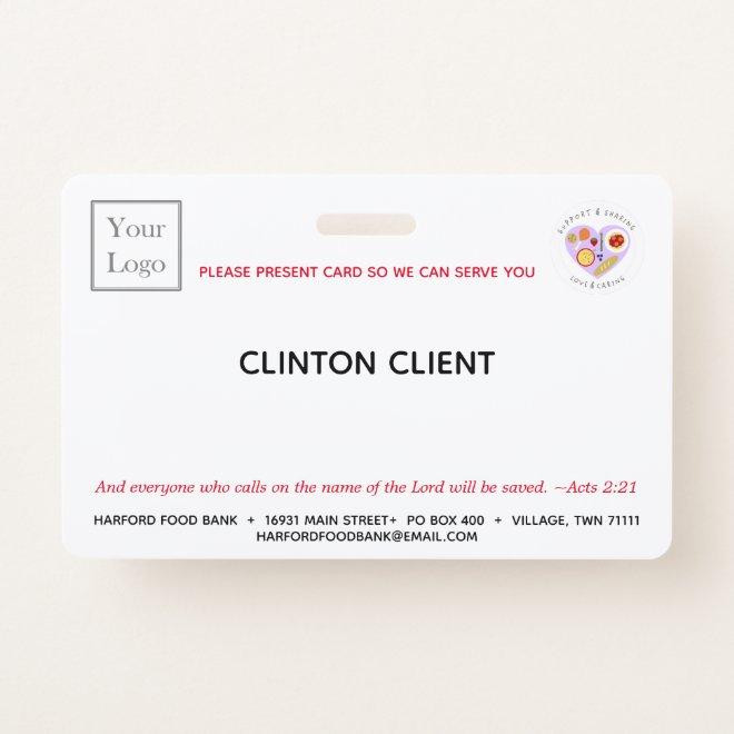 Non Profit Charity Client ID Card Badge
