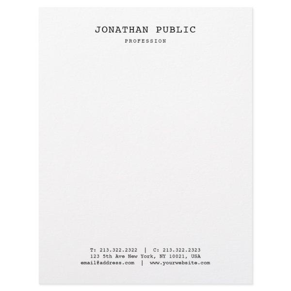 Nostalgic Look Classic Elegant Simple Design White Letterhead