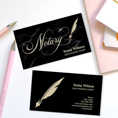 Notary elegant rose gold typography feather pen bu