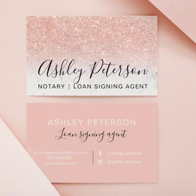 Notary elegant typography marble rose gold glitter