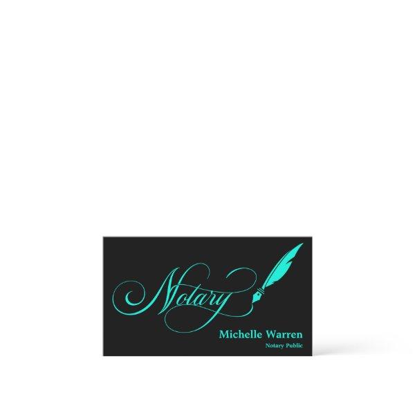 notary feather pen loan signing turquoise business