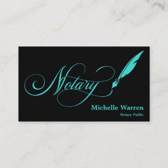 notary feather pen loan signing turquoise business