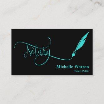 notary feather pen loan signing turquoise