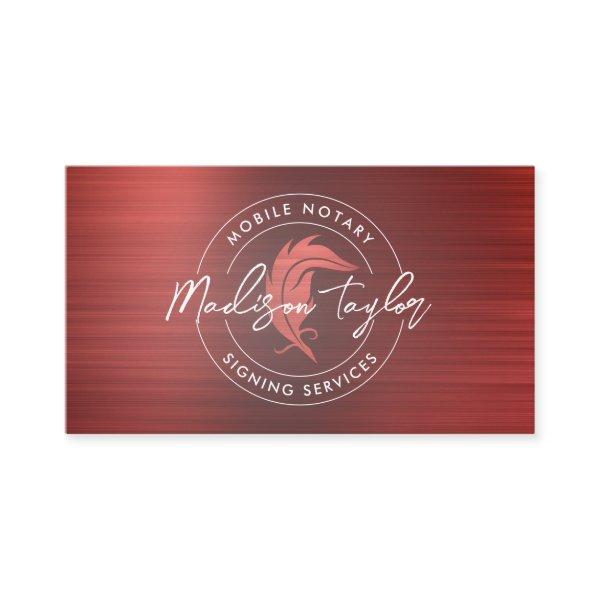 Notary Loan Agent Burgundy Red Brushed Metal Quill