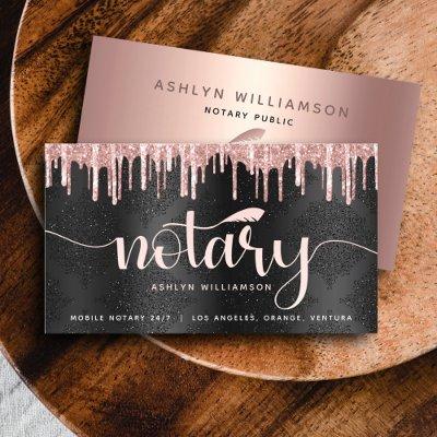 Notary Loan Agent Rose Gold Glitter Script Black