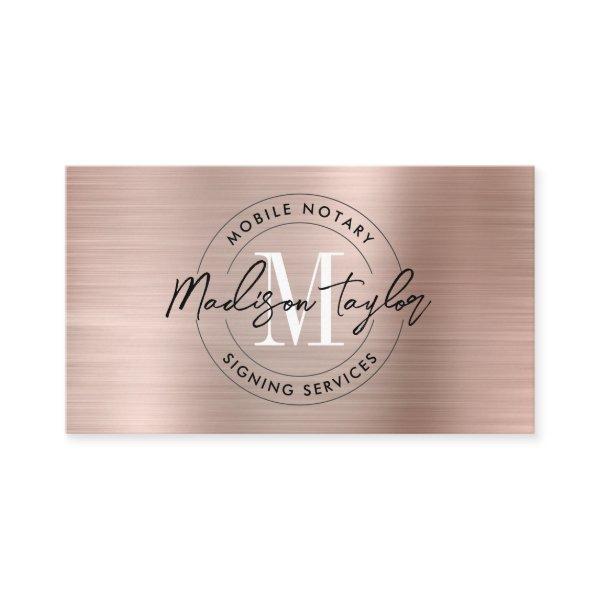 Notary Loan Agent Rose Gold Pink Metallic Monogram