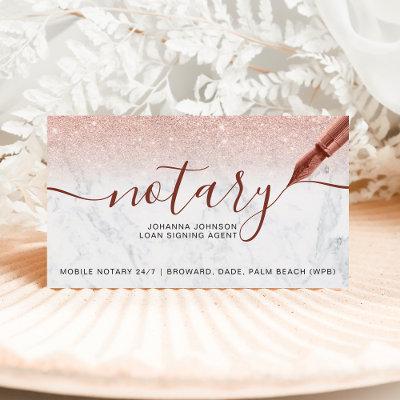 Notary loan rose gold glitter marble typography