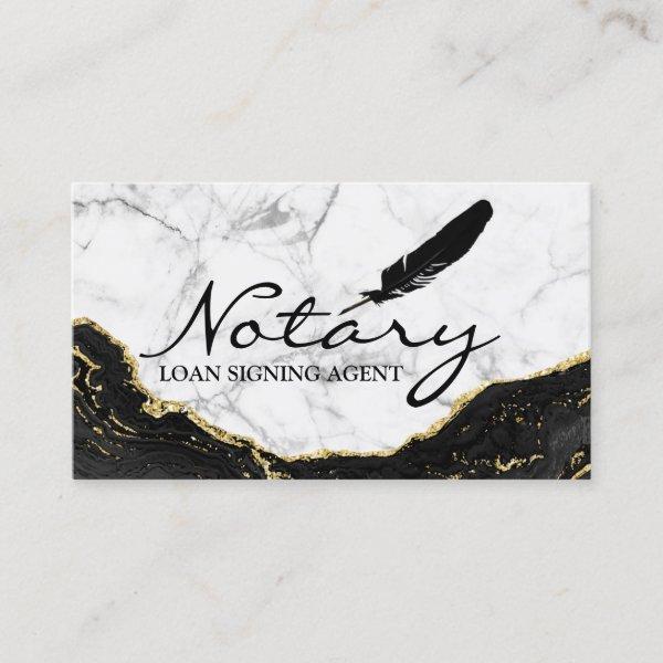 Notary Loan Signing Agent Black Gold Marble Agate