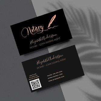 Notary loan signing agent black gold QR code