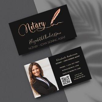 Notary loan signing agent black rose photo QR code