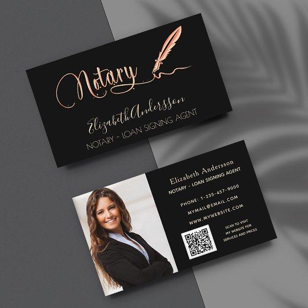 Notary loan signing agent black rose photo QR code