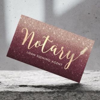 Notary Loan Signing Agent Burgundy Rose Gold Ombre