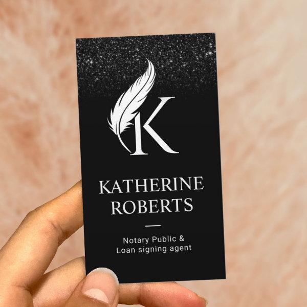 Notary Loan Signing Agent Feather Initial Logo
