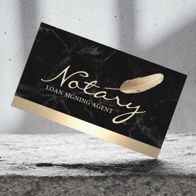 Notary Loan Signing Agent Gold Border Black Marble