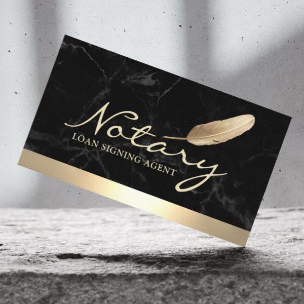Notary Loan Signing Agent Gold Border Black Marble