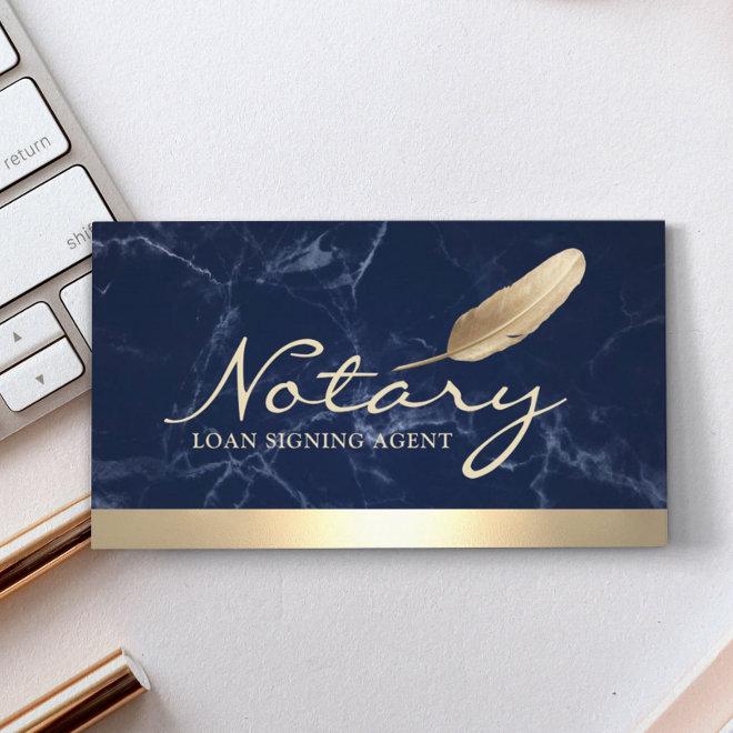 Notary Loan Signing Agent Gold Border Blue Marble