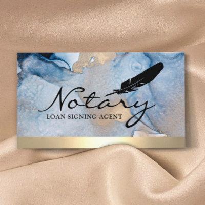Notary Loan Signing Agent Gold Border & Watercolor