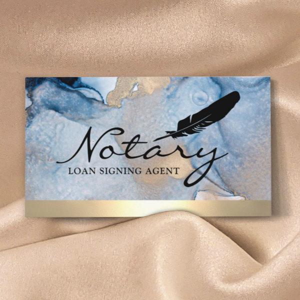 Notary Loan Signing Agent Gold Border & Watercolor