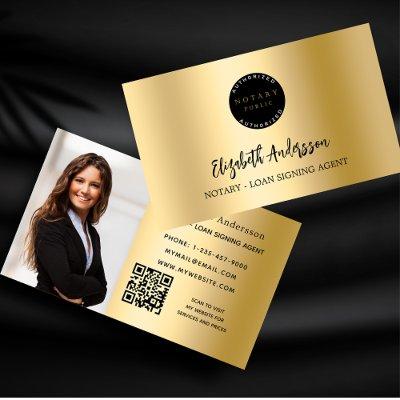 Notary loan signing agent gold photo QR logo