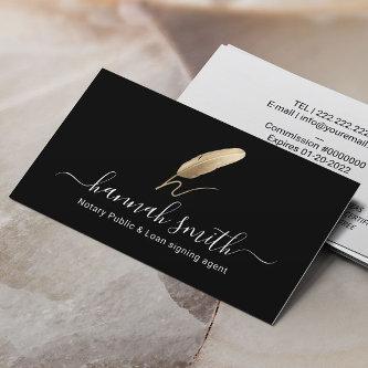 Notary Loan Signing Agent Gold Quill Logo Black