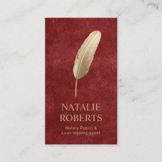Notary Loan Signing Agent Gold Quill Pen Velvet