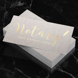 Notary Loan Signing Agent Gold Script Classy Linen