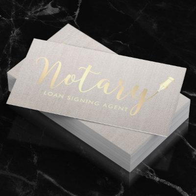 Notary Loan Signing Agent Gold Script Classy Linen