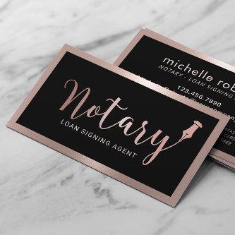 Notary Loan Signing Agent Modern Rose Gold Framed