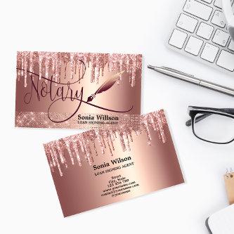 Notary Loan Signing Agent Modern Rose Gold Glitter