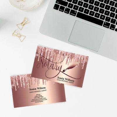 Notary Loan Signing Agent Modern Rose Gold Glitter