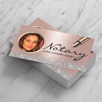 Notary Loan Signing Agent Modern Rose Gold Photo