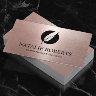 Notary Loan Signing Agent Modern Rose Gold Quill