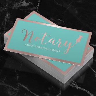Notary Loan Signing Agent Modern Rose Gold & Teal