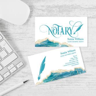 Notary Loan Signing Agent Modern Teal Agate  Busin